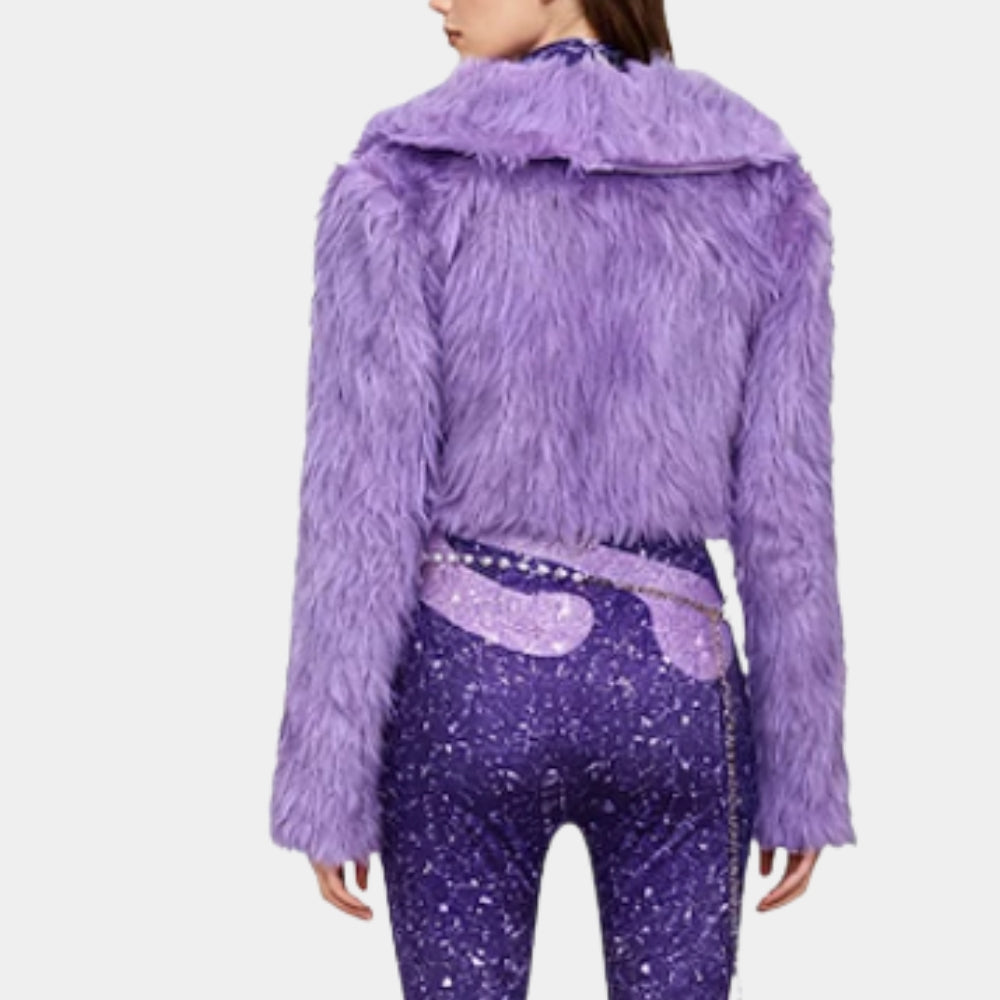Zootopia  Shakira Purple Faux Shearling Fur Jacket - Back View