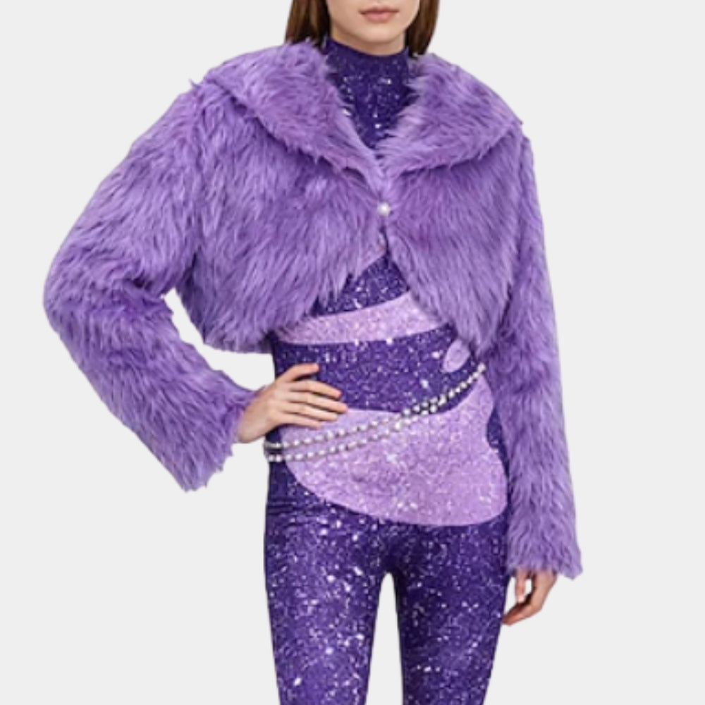 Zootopia  Shakira Purple Faux Shearling Fur Jacket - Front View