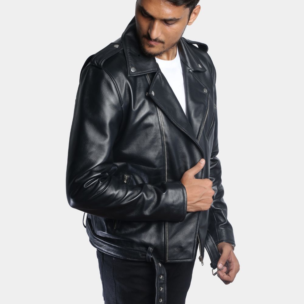 Eat the Rich Leather Biker Jacket image 3