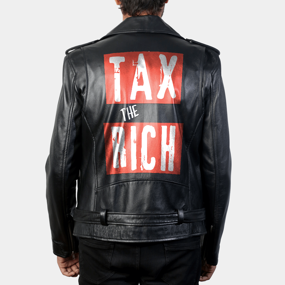 Tax the Rich Leather Biker Jacket image 0