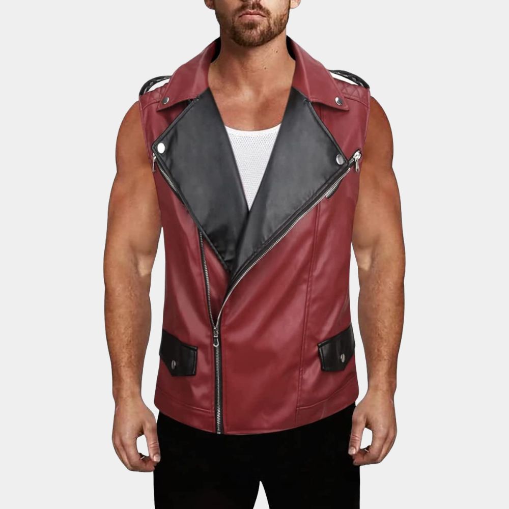 Thor Red Leather Vest image 0